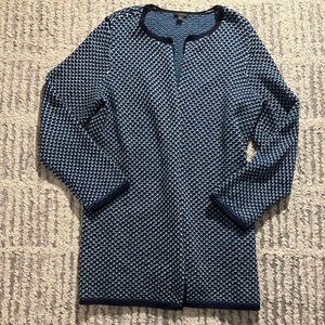 Ann Taylor long blue knit cardigan sweater open front size XL